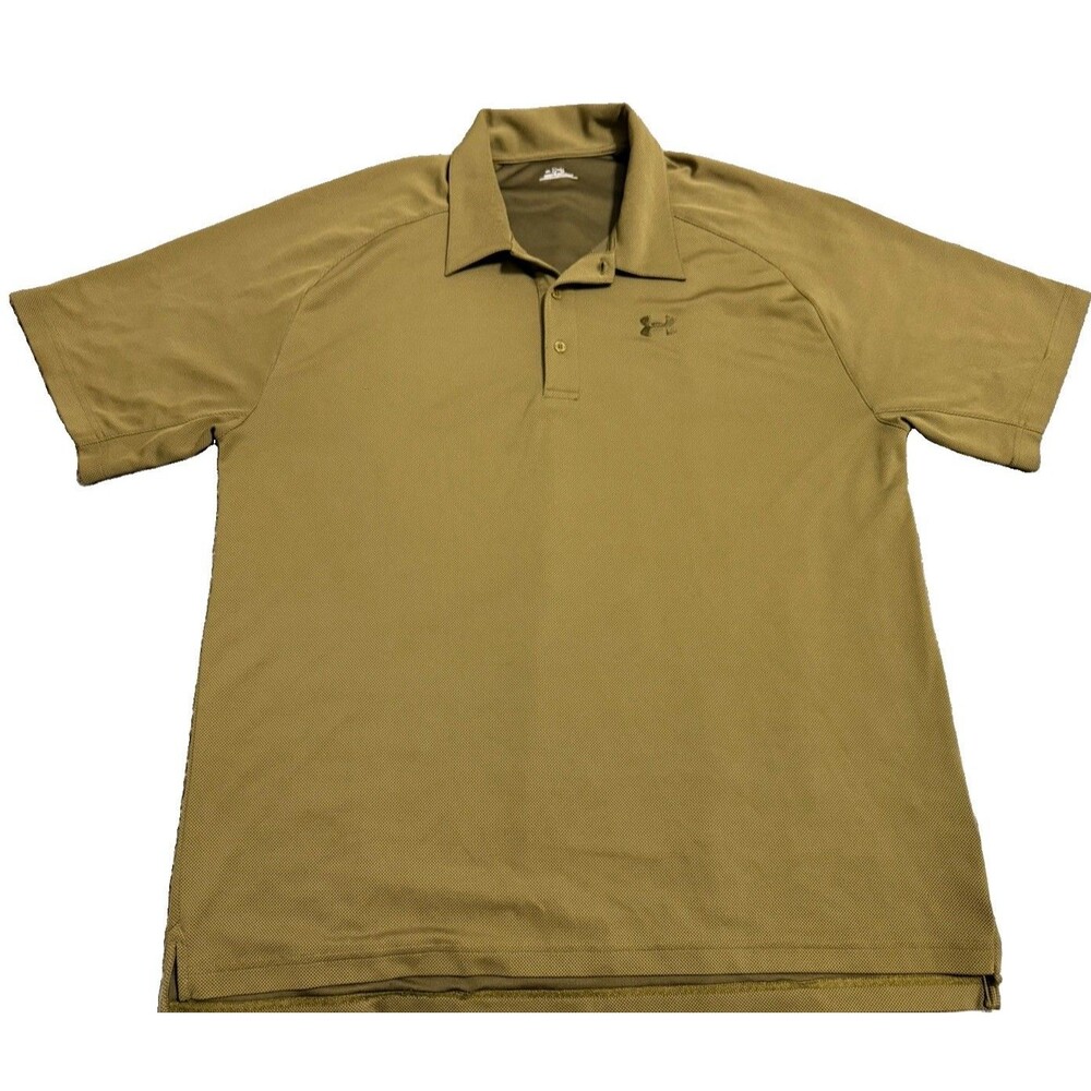 Under Armour Men's Olive Solid Golf Polo Shirt XL Short Sleeve Polyester Logo